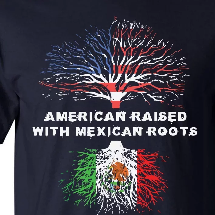 American Raised With Mexican Roots USA Flag Tall T-Shirt