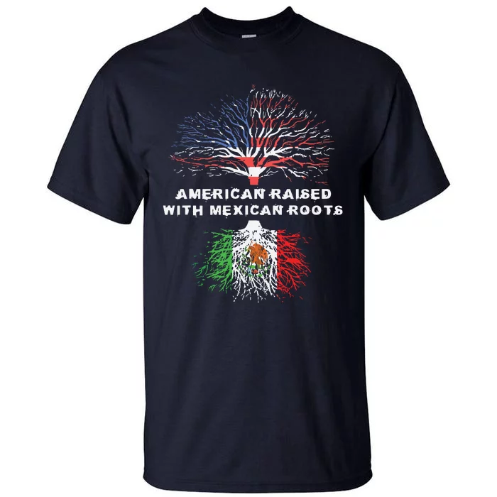 American Raised With Mexican Roots USA Flag Tall T-Shirt