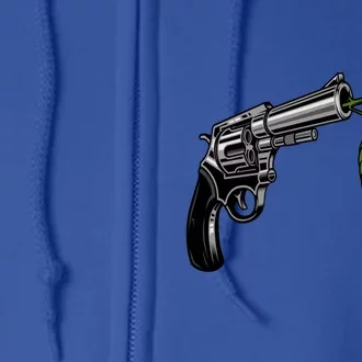 A Revolver With A Rose For Gun Lovers 2nd Adt 2a Gift Full Zip Hoodie