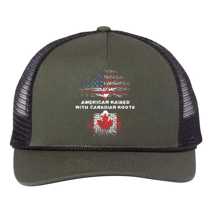 American Raised With Canadian Roots Canada Retro Rope Trucker Hat Cap