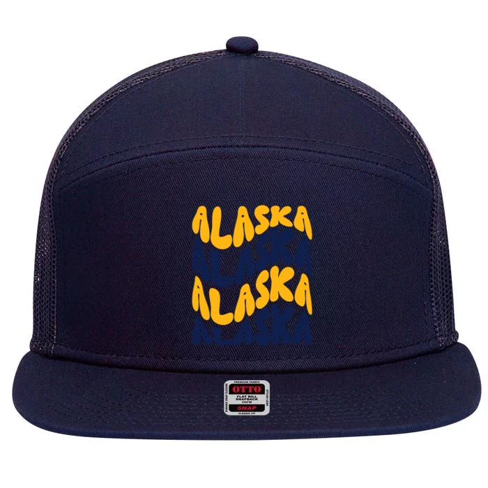 Alaska Retro Wave 7 Panel Mesh Trucker Snapback Hat