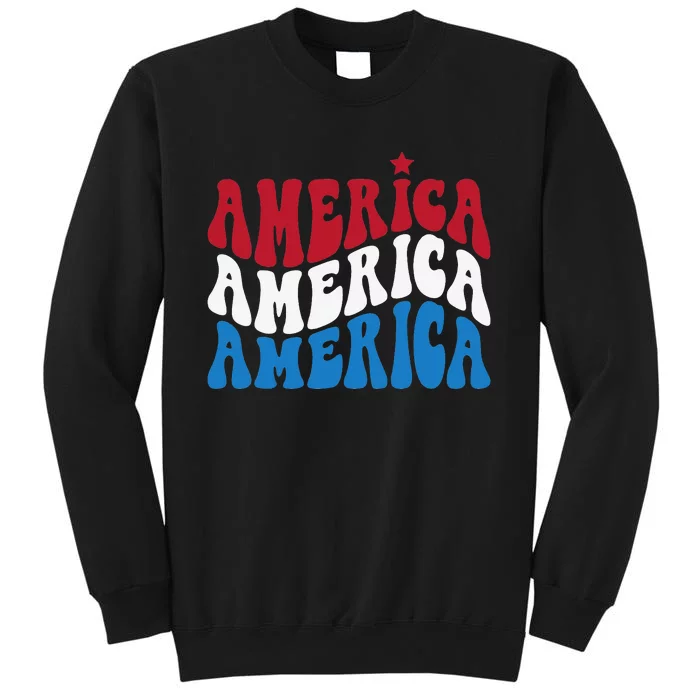 America Red White Blue Patriotic Happy 4th Of July Tall Sweatshirt