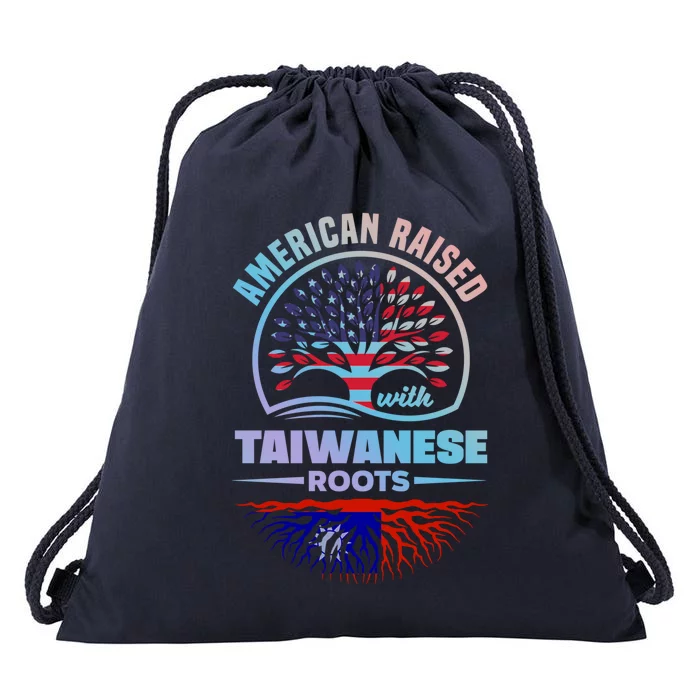 American Raised With Taiwanese Roots Taiwan Taiwanese Flag Meaningful Gift Drawstring Bag