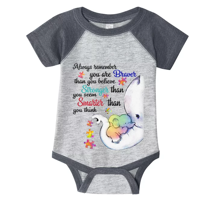 Always Remember You Are Braver Than You Believe Autism Infant Baby Jersey Bodysuit