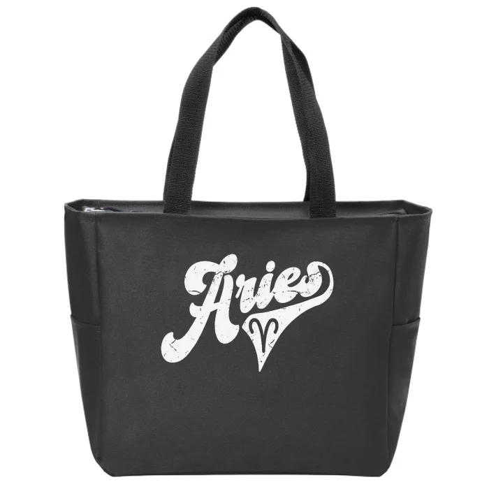 Aries Retro Zodiac Astrology Horoscope Aries Zip Tote Bag