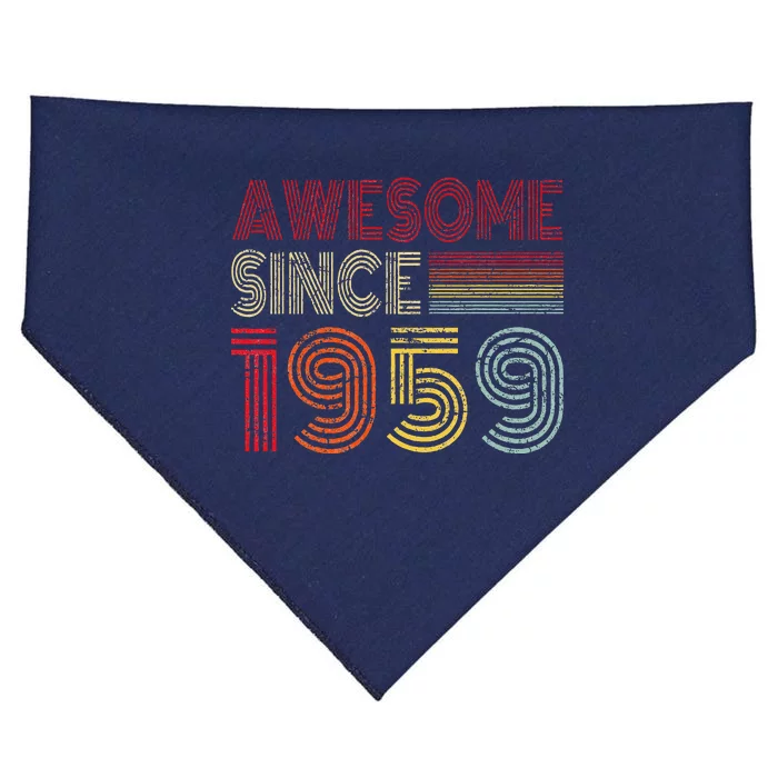 Awesome Since 1959 65 Year Old Bday Gifts For 65th Birthday USA-Made Doggie Bandana