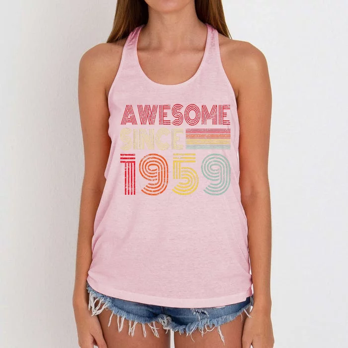 Awesome Since 1959 65 Year Old Bday Gifts For 65th Birthday Women's Knotted Racerback Tank