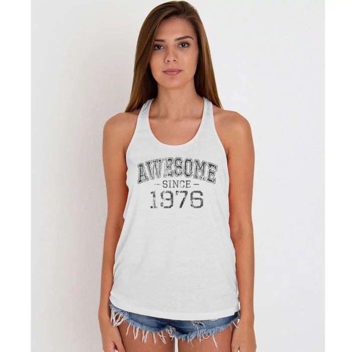 Awesome Since 1976 Vintage Style Born In 1976 Birthday Gift Women's Knotted Racerback Tank