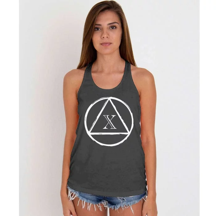 AA Sobriety 10 Yr Abstinence 10 Years Sober Anniversary Gift Women's Knotted Racerback Tank