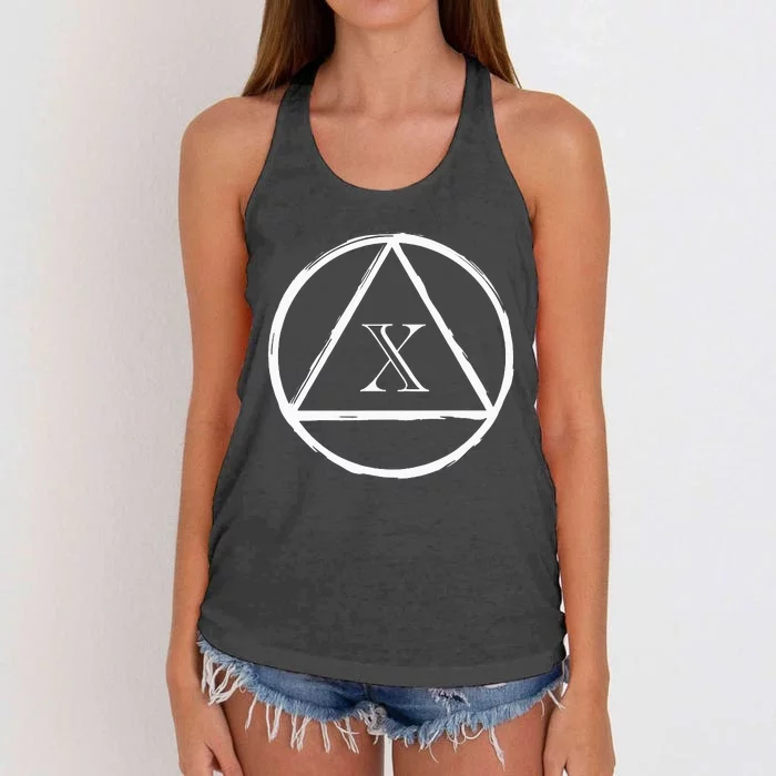 AA Sobriety 10 Yr Abstinence 10 Years Sober Anniversary Gift Women's Knotted Racerback Tank