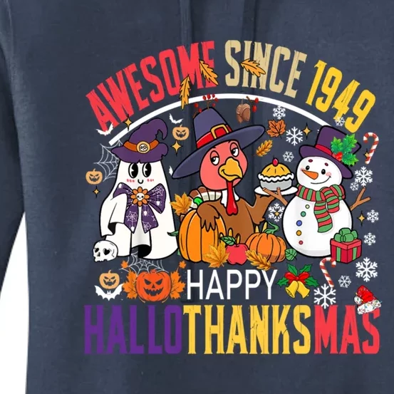 Awesome Since 1949 75th Birthday Funny Hallothanksmas Cute Gift Women's Pullover Hoodie