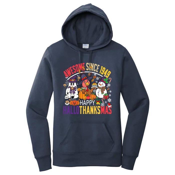 Awesome Since 1949 75th Birthday Funny Hallothanksmas Cute Gift Women's Pullover Hoodie