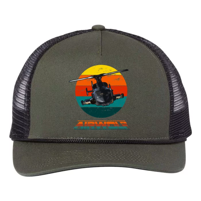 Airwolf Sunset 1980s Retro Retro Rope Trucker Hat Cap