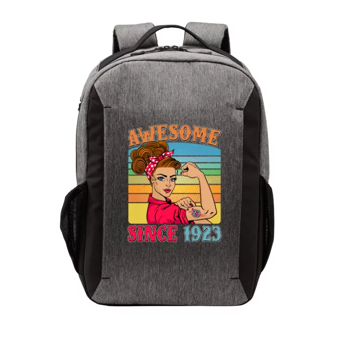 Awesome Since 1923 100th Birthday Messy Bun Rosie The Riveter Vector Backpack