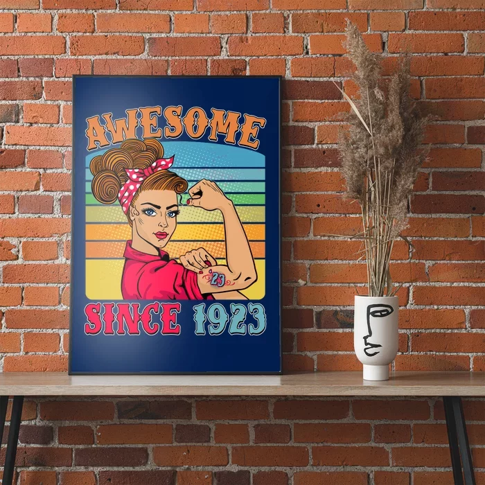 Awesome Since 1923 100th Birthday Messy Bun Rosie The Riveter Poster