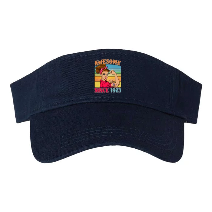 Awesome Since 1923 100th Birthday Messy Bun Rosie The Riveter Valucap Bio-Washed Visor