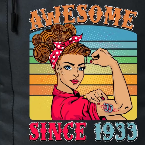 Awesome Since 1933 90th Birthday Messy Bun Rosie The Riveter Daily Commute Backpack