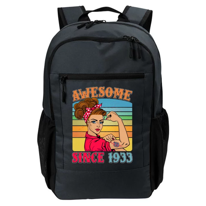 Awesome Since 1933 90th Birthday Messy Bun Rosie The Riveter Daily Commute Backpack