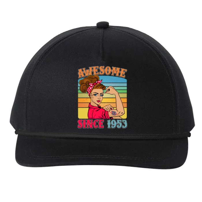 Awesome Since 1953 70th Birthday Messy Bun Rosie The Riveter Snapback Five-Panel Rope Hat