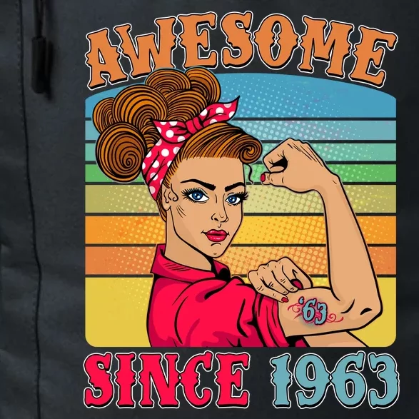 Awesome Since 1963 60th Birthday Messy Bun Rosie The Riveter Daily Commute Backpack