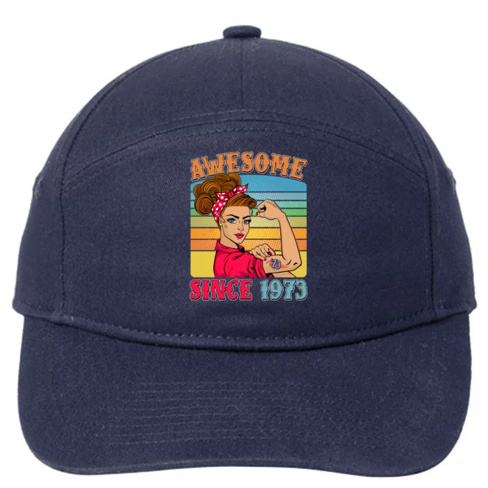 Awesome Since 1973 50th Birthday Messy Bun Rosie The Riveter 7-Panel Snapback Hat