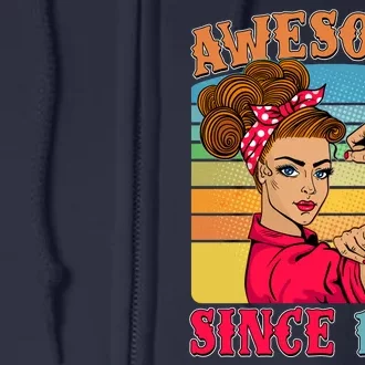 Awesome Since 1973 50th Birthday Messy Bun Rosie The Riveter Full Zip Hoodie