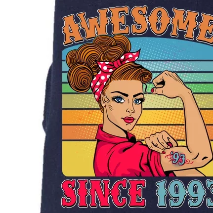 Awesome Since 1993 30th Birthday Messy Bun Rosie The Riveter Doggie 3-End Fleece Hoodie