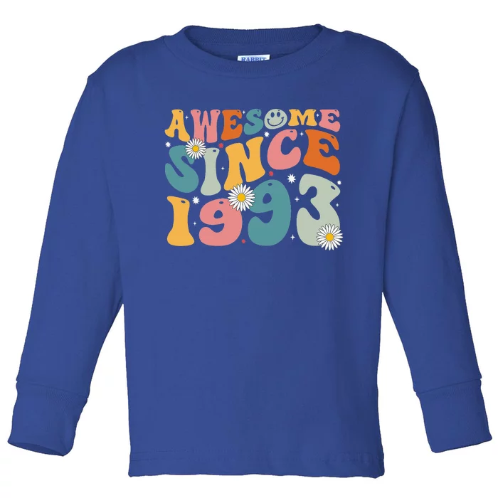 Awesome Since 1993 30th Birthday Retro Gifts Born In 1993 Toddler Long Sleeve Shirt