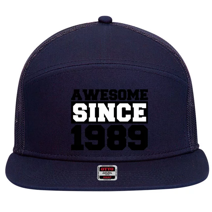 Awesome Since 1989 7 Panel Mesh Trucker Snapback Hat