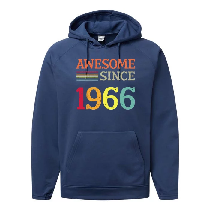 Awesome Since 1966 57th Birthday Retro Vintage Performance Fleece Hoodie