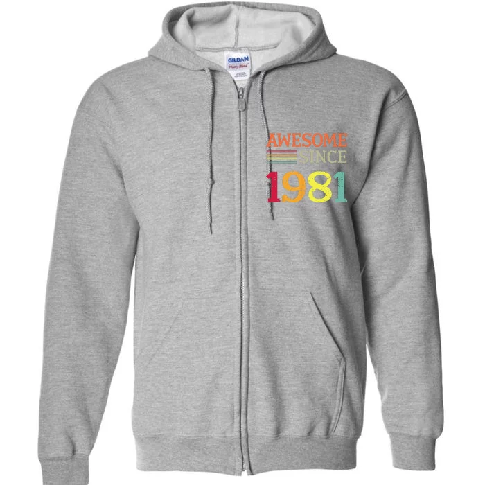 Awesome Since 1981 42th Birthday Retro Vintage Full Zip Hoodie