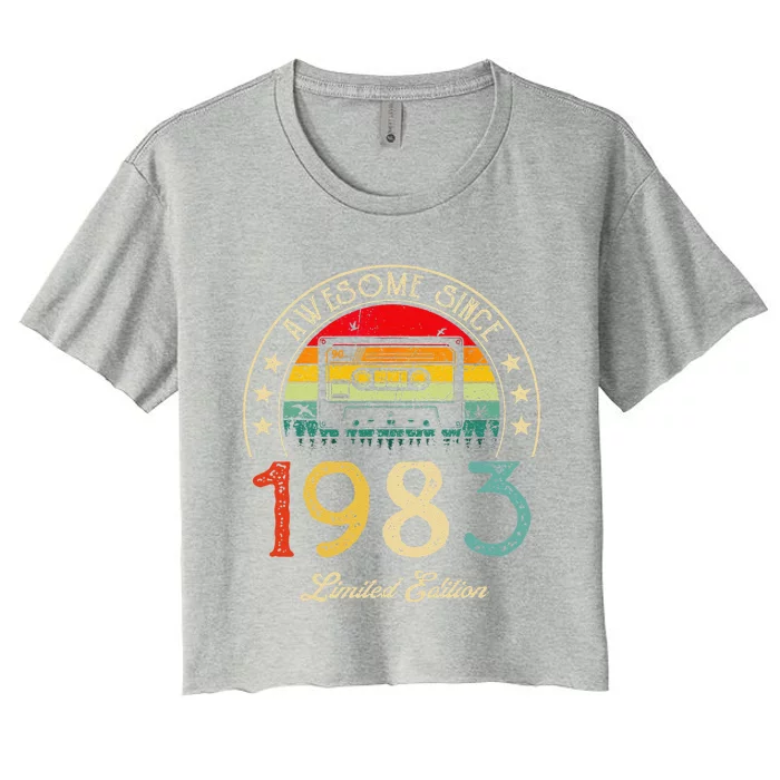 Awesome Since 1983 Vintage 1983 40th Birthday 40 Years Old Women's Crop Top Tee