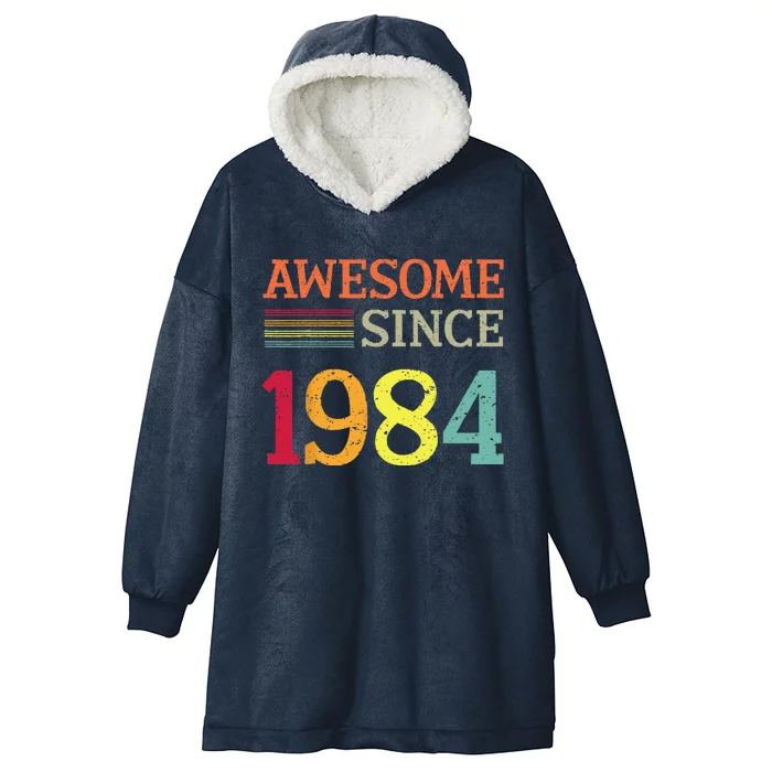 Awesome Since 1984 39th Birthday Retro Vintage Hooded Wearable Blanket