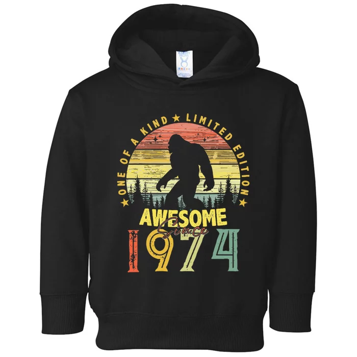 Awesome Since 1974 50th Birthday Gifts Bigfoot Born in 1974 Toddler Hoodie