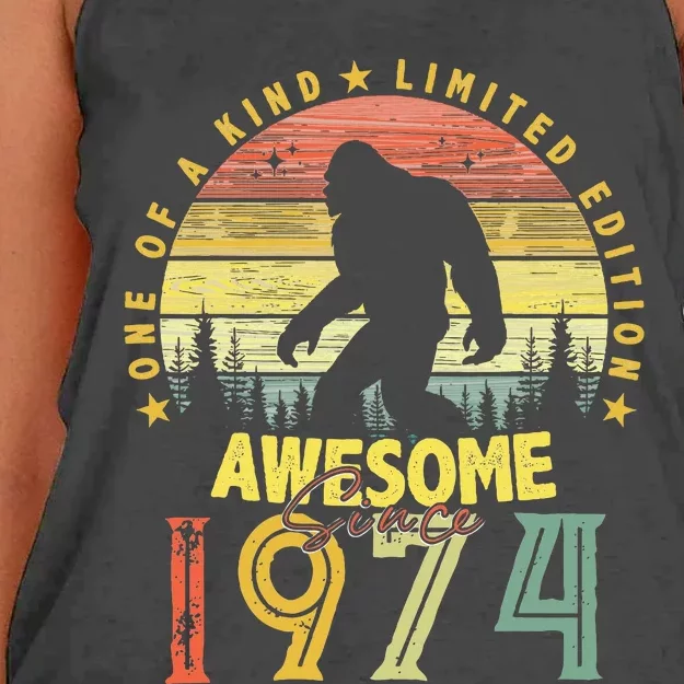 Awesome Since 1974 50th Birthday Gifts Bigfoot Born in 1974 Women's Knotted Racerback Tank