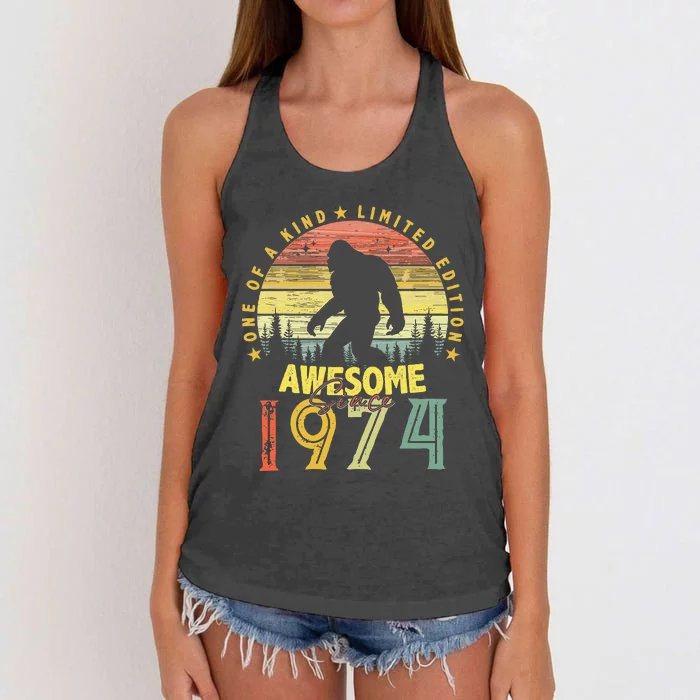 Awesome Since 1974 50th Birthday Gifts Bigfoot Born in 1974 Women's Knotted Racerback Tank