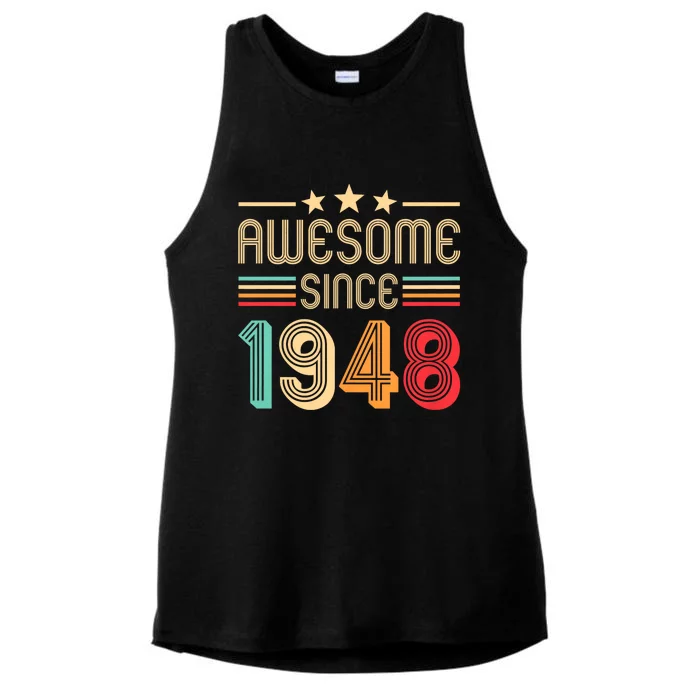 Awesome Since 1948 Birthday Retro Ladies Tri-Blend Wicking Tank