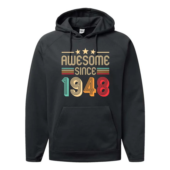 Awesome Since 1948 Birthday Retro Performance Fleece Hoodie