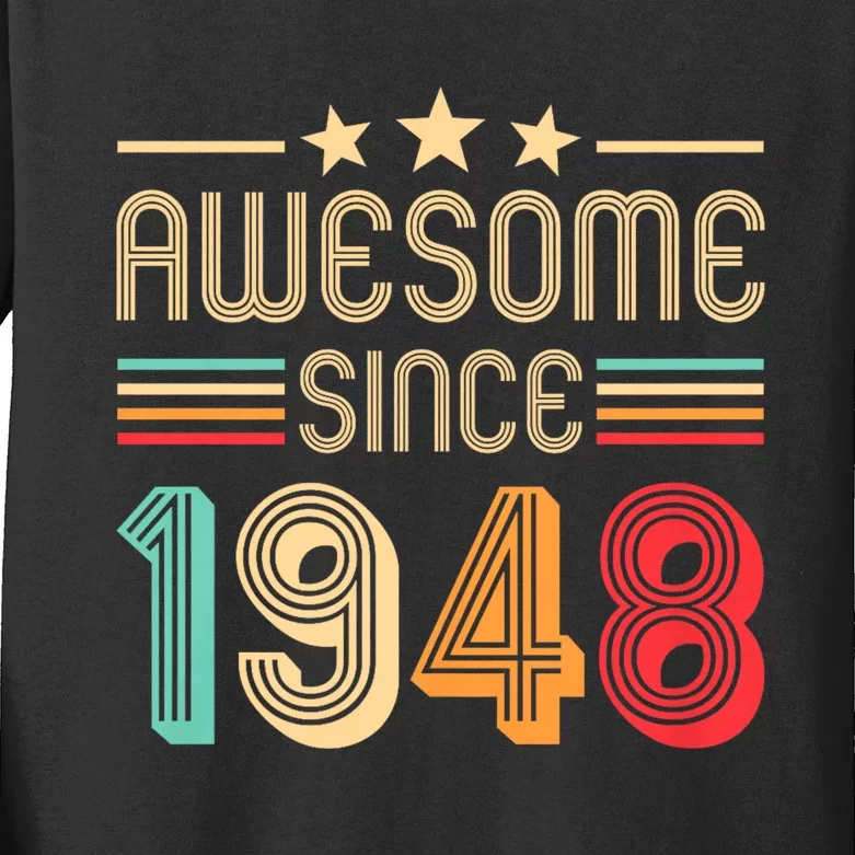 Awesome Since 1948 Birthday Retro Kids Long Sleeve Shirt