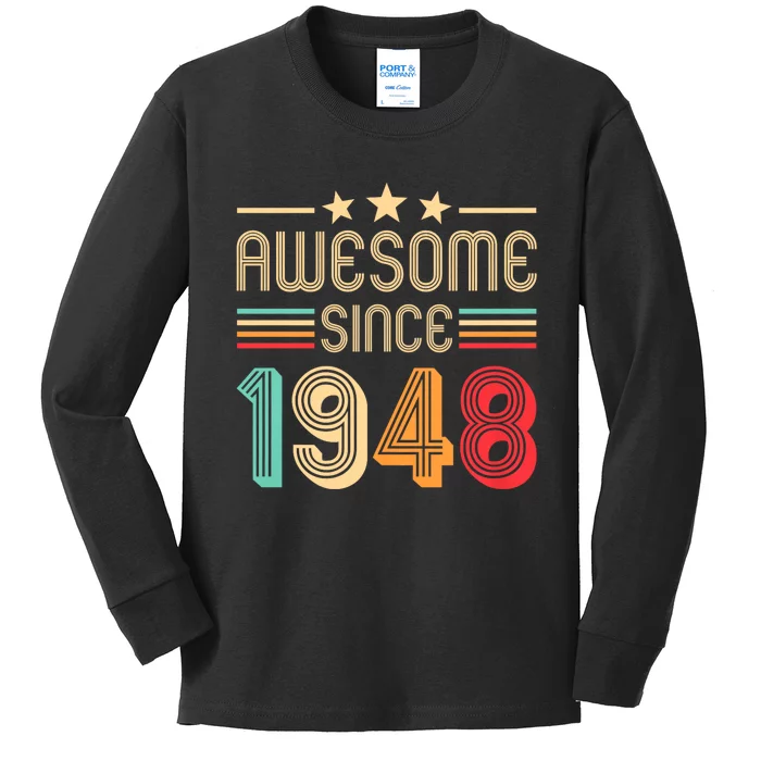 Awesome Since 1948 Birthday Retro Kids Long Sleeve Shirt