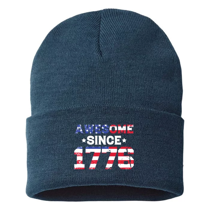 Awesome Since 1776 Patriotic Usa Flag Sustainable Knit Beanie