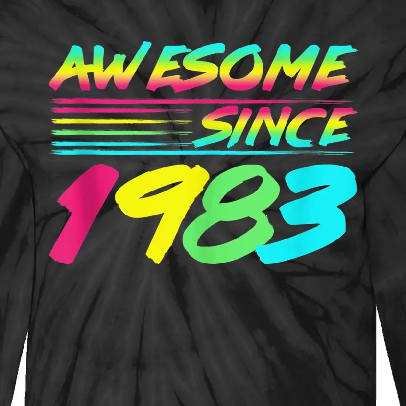 Awesome Since 1983 80s Retro 40th Birthday Tie-Dye Long Sleeve Shirt