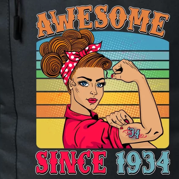 Awesome Since 1934 90th Birthday Messy Bun Rosie The Riveter Daily Commute Backpack