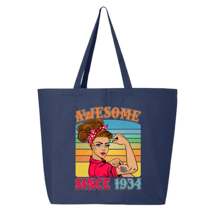 Awesome Since 1934 90th Birthday Messy Bun Rosie The Riveter 25L Jumbo Tote