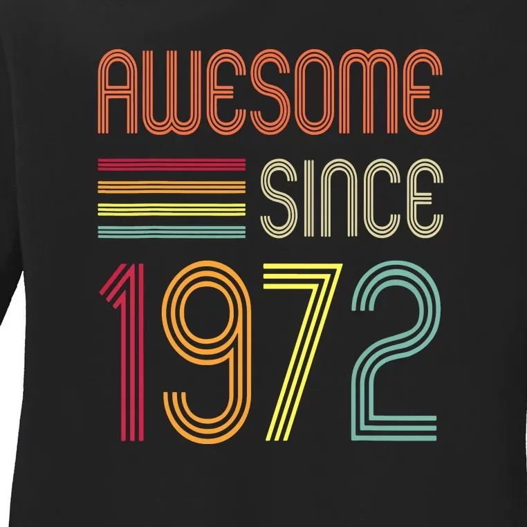 Awesome Since 1972 50th Birthday Retro Ladies Long Sleeve Shirt