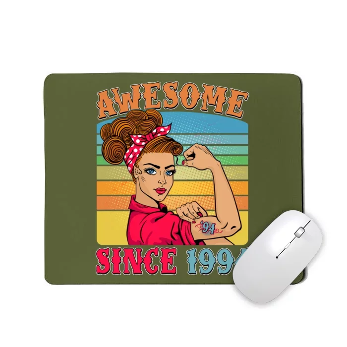 Awesome Since 1994 30th Birthday Messy Bun Rosie The Riveter Mousepad