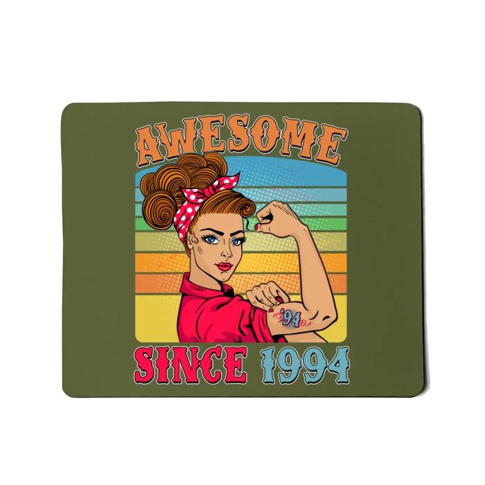 Awesome Since 1994 30th Birthday Messy Bun Rosie The Riveter Mousepad