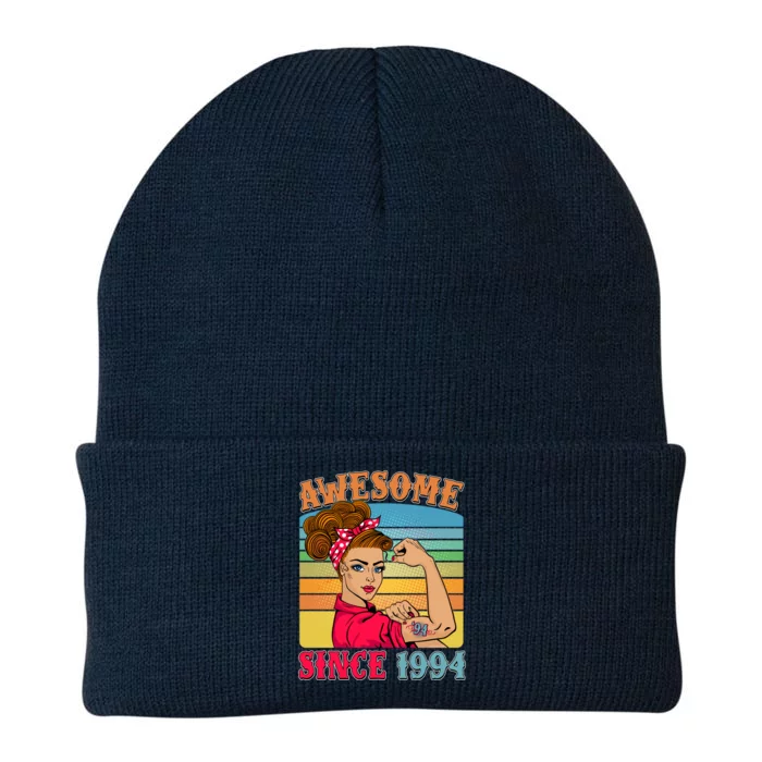 Awesome Since 1994 30th Birthday Messy Bun Rosie The Riveter Knit Cap Winter Beanie