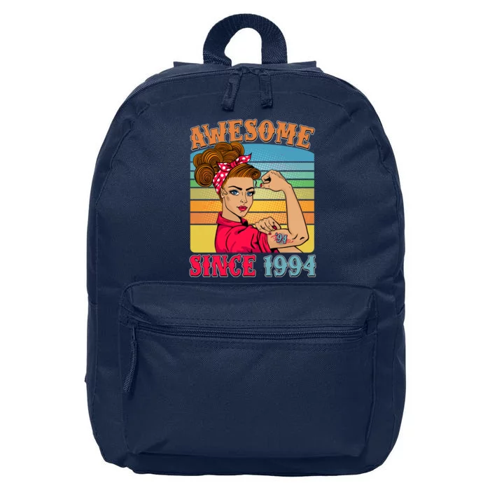 Awesome Since 1994 30th Birthday Messy Bun Rosie The Riveter 16 in Basic Backpack