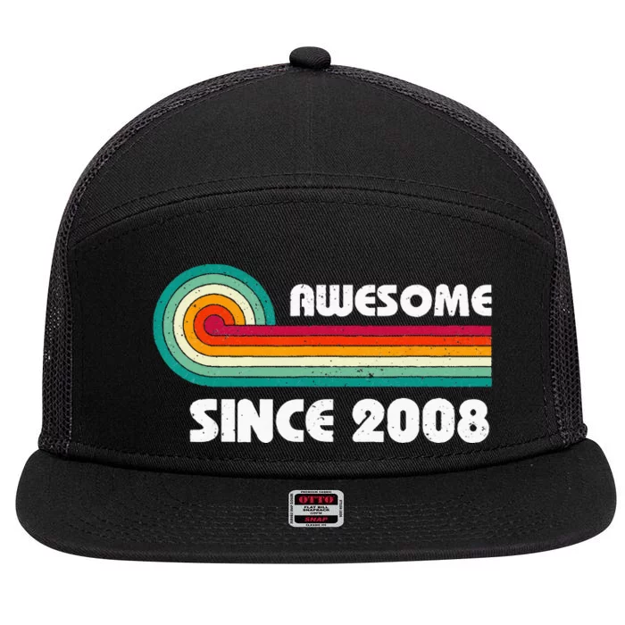 Awesome Since 2008 15th Birthday Vintage Retro 7 Panel Mesh Trucker Snapback Hat